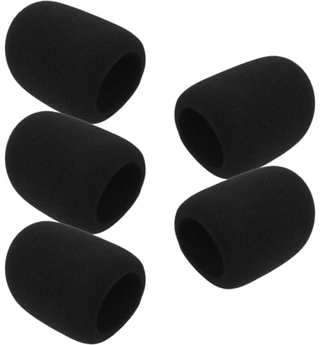 FUNNETOYU 5 Pezzi Coperture Antivento per Microfono Spugna Protezione Mic Antisoffio e Antivento per Karaoke Ktv Canto Riduzione Rumori Vento Adatte Microfoni Palmari