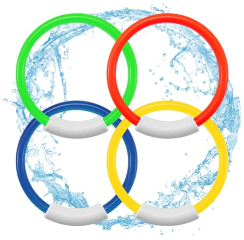 Jorzer Juguetes de Buceo en Piscina, Anillo de Buceo Submarino, Juguete de hundimiento para Piscina, Juego de, Entrenamiento de natación, Forma Redonda, 4 Uds...