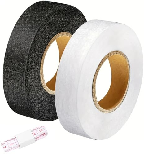 HOPEYMY26 Set da 2 Nastro Biadesivo per Tessuti,Nastro Termoadesivo per Tessuti,Orlo Svelto Termoadesivo Forte,Nastro Termoadesivo per Orlo per Tessuti, Adesivo per Tende, Pantaloni e Gonne