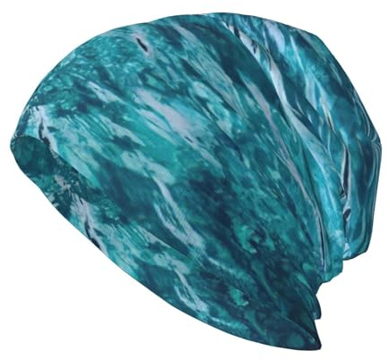 ASFgda Beau bonnet imprimé surface de mer pour hommes et femmes, chapeaux chauds, bonnet de ski d'hiver souple et chaud, couvre-chef doux noir