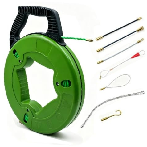 Colcolo Dérouleur Tire-câbles en Fibre de Verre Outil Passe-câbles Aiguille de Tirage Ruban de Tirage Construction Robuste en Fibre Tressée avec Attaches en, 4.5mm 60m