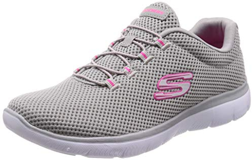 Skechers Mujer Summits 12985 Zapatillas, Gray Mesh/Hot Pink Trim, 35.5 EU