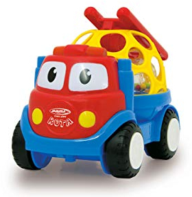 JAMARA 460465 Rota Auto mit Leiter-Softball mit 360° Drehung und geometrischen Löchern, rotierende Kunststoffkugel, fördert motorische Fähigkeiten und fantasievolles Spielen, rot