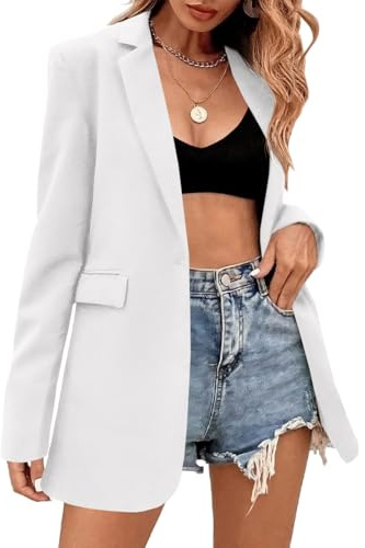 Febriajuce Womens Casual Long Sleeve Lapel Oversized Button Work Office Blazer Suit Jacket