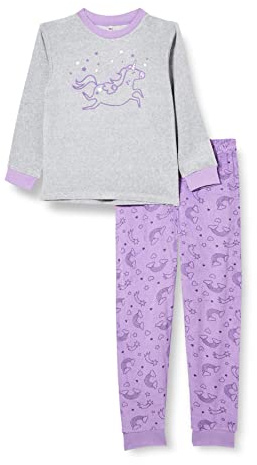 Playshoes Unisex Kinder Frottee Schlafanzug Zweiteilig Pyjama-Set, Einhorn, 98 EU