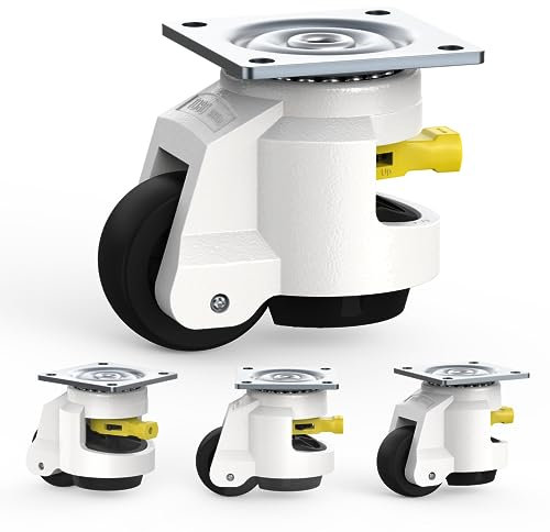 Rueda para Cargas Pesadas con Mango de Trinquete Juego de 4 Ruedas Giratorias de 60 mm Ruedas Industriales Capacidad de Carga Total 1500 Kg (TD80)