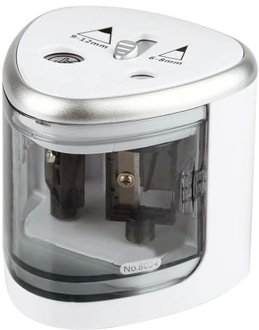 Sacapuntas Eléctrico Doble Agujero para Lápices 6-12mm Afilado Automático Ideal para Escuela Oficina y Hogar Portátil y Silencioso