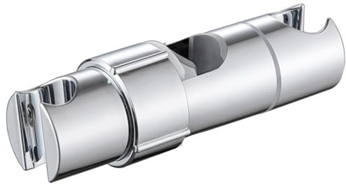 PIGIAOKA Shower Head Holder for Slide Bar 16-27mm Double Slot Adjustable Hand Shower Bracket for Slide Bar Slider Clamp Bathroom Replacement 360 Degree Rotating Bidet Sprayer Holder, ABS Chrome