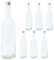 Vitrea 6 leere Glasflaschen 1 Liter Schraubverschluss Silber - große Flaschen zum Befüllen mit Deckel - für Wein, Saft, Getränke, Likör, Öl, Saucen - 6 Stück, PP28, Geradhals