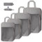 WUFANC 4 Stück Packwürfel Kompression, Kofferorganizer Packtaschen Set Leicht Zu Verstauende, Atmungsaktiv Sichtbar Netzstoff Koffer Organizer Set, Langlebig Mesh Travel Organizer(Grau)