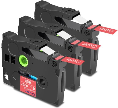 Cruxer 3er-Packung Kompatibel für Brother P-touch TZe-415 Red Laminierte Bänder，Weiß auf Roter 0,23'' 6mm x 8m Schriftband Ersatz für Brother PT-H100R PT-200 PT-H105 PT-H110 PT-D410 PT-E110VP