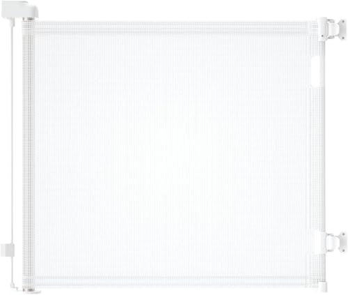 derimkcoa Treppenschutzgitter Ausziehbar für Babys, 0-140 cm Baby Absperrgitter Türschutzgitter Treppenschutzrollo,Tierschutzgitter Geeignet für Treppen/Türen/Innen & Außen (Weiß)
