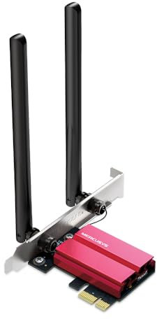 Mercusys MA86XE V2 PC AXE5400Mbps PCIe 6E Wi-FI Network Card, Bluetooth 5.3, Intel Wi-FI 6E, Tri-Band (6GHz/5GHz/2.4GHz), WPA3, High Gain Antennas, Compatible Windows 10/11