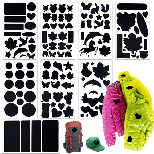 8 Blatt Nylon Reparatur Flicken Selbstklebend, Schwarzer Daunenjacke Patches Fasergewebe kleidung Reparatur flicken, Selbstklebend Reparatur Flicken Kit, Daunenjacke Reparatur Set für Daunenjacke Zelt