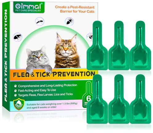 Repelente De Garrapatas Para Gatos Y Gatitos, Gotas Naturales De Rocío Para Gatos, 6 Gotas De Prevención Garrapatas De Flea,Fórmula Segura De Extracto De Hierbas,Defensa Suave Y Efectiva,Acción Rápida