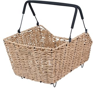 Basil Cento Bicycle Basket - Rear Wheel - Multi System - Rattan Look - Weatherproof - 22 Litres - Tan