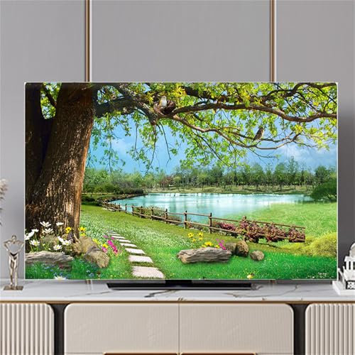 Hixingo Cubierta Antipolvo TV, Patrón Bosque 3D Cubierta Antipolvo Television 32-80inch Funda para Televisor Cubierta de TV Protector TV Protector de Televisión (40-43inch,Lago Agua)
