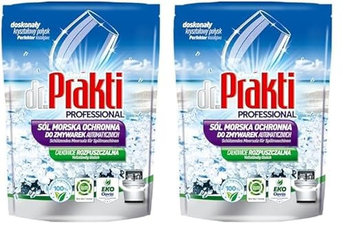 dr.Prakti Sel Regénérant Marin pour Lave-Vaisselle, adoucit l'eau et prévient efficacement le calcaire dans le lave-vaisselle et sur la vaisselle, doypack 1,5 kg (Lot de 2)