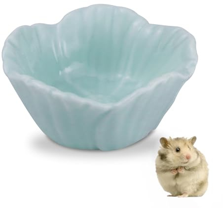 LuckyOpt Piccola ciotola di criceto in ceramica, facile da pulire, anti-lipping, per mangimi e acqua, ciotola per piccoli animali per pappagalli (blu)