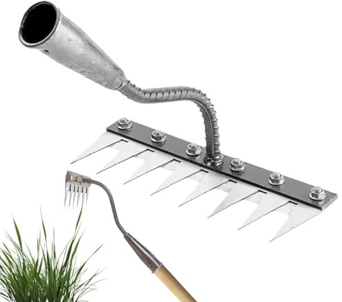 Rastrillo para cortar malas hierbas | Rastrillo de jardín de cultivo | Rastrillo de uñas agrícola, acero al manganeso extraíble | Rastrillo de uñas con seis dientes y bordes afilados, para patio