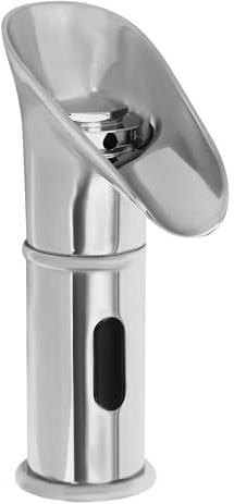 Kontaktfri vattenfallskran, sensorblandare infraröd automatisk armatur blandare kran för restauranger, skolor, företag, hotell, kök (silver)