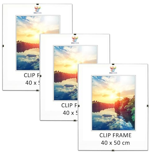 MG Design Cornice a Giorno Set 5 pezzi in 40 x 50 cm – Cornici senza cornice con acrilico e pannello posteriore in HDF per foto, poster e puzzle, verticale & orizzontale