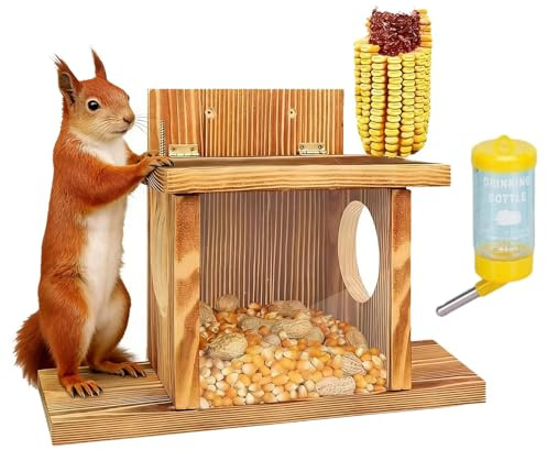 s para Ardillas de Exterior - Madera Resistente a la Intemperie y de Alta Durabilidad | Exterior de Maíz Casa para Ardillas,para Nueces, Jardín, Patio, Balcón, Árbol y Más