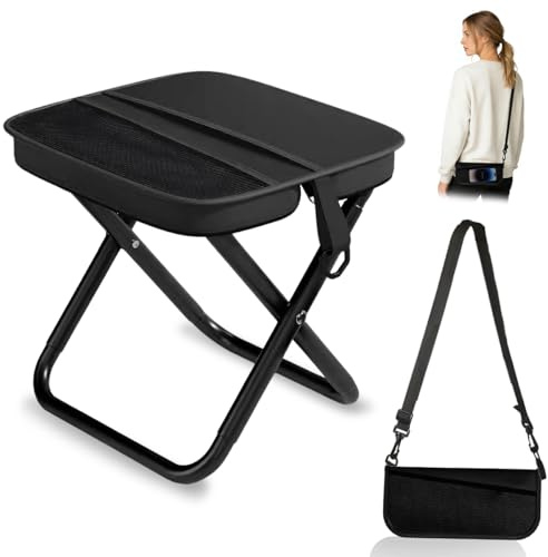 Sgabello Pieghevole Portatile, Sedia Pieghevole Campeggio con Cinghia e Borsa, Sgabello Pieghevole Portatile, Leggero Sgabello da Pesca per Campeggio, Viaggi, Escursionismo e Attività All'aperto