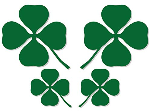 Custom Vinyl 4 Pegatinas de Tréboles verde cuatro hojas Pegatina para Coche
