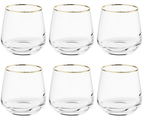 BUTLERS 6er Set Trinkgläser mit Goldrand 345ml elegante Vintage Gläser - TOUCH OF GOLD - Wassergläser Set, Cocktailgläser Set | Trinkgeschirr für Wasser, Tee, Saft, Limonade, Eiskaffee, Whiskey