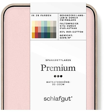 Schlafgut Premium Spannbettlaken 180x200cm bis 200x220cm Purple Light, Spannbetttuch aus weicher Biobaumwolle