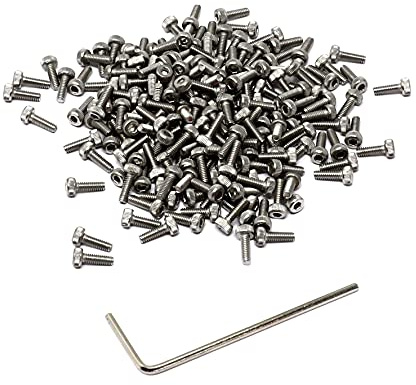 iexcell 100 Pcs M2 x 6mm Thread Pitch 0.4 mm Stainless Steel 304 Hex Socket Head Cap Screws Bolts Kit