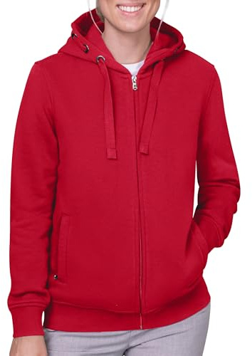 HRM Veste à Capuche Premium pour Femmes, Rouge, Taille M I Sweat à Capuche Femme, Commerce Équitable, 320 g/m² I Hoodie Femme en 70% Coton et 30% Polyester Recyclé