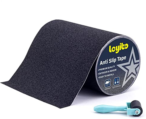 Leyibo Anti Slip Traction Tape, 9 Inch x 35 Ft Non Slip Grip Tape for Skateboard, Waterproof Anti Skid Grit for Stair Step Outdoor/Indoor, High Traction Non Skid Abrasive Stair Tread