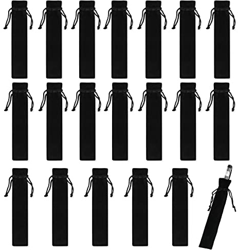Bekecidi 20 Pièces Pochette de Stylo en Velours Sac de Stylo de Cordon en Velours Titulaire Unique Crayon pour Étudiant Cadeau Couverture (Noir)
