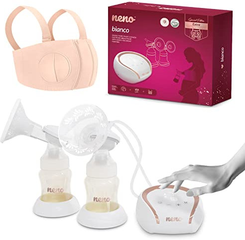 Neno® BIANCO Double Elektrische Milchpumpe mit Neno® LIBERO Korsett - Doppelmilchpumpe 3 Modi
