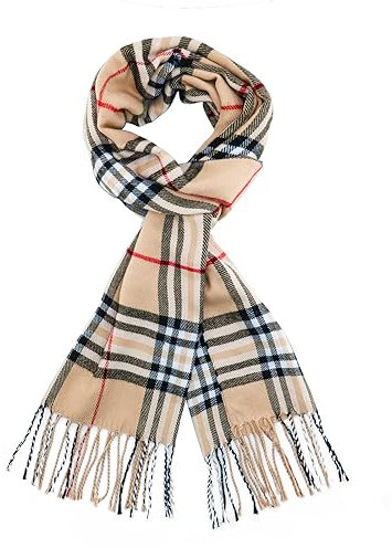vimate Men Camel Plaid Scarf, Oversized Scottish Clan Tartan Shawl Wrap Winter Scarf (UK-Classic Camel Plaid)