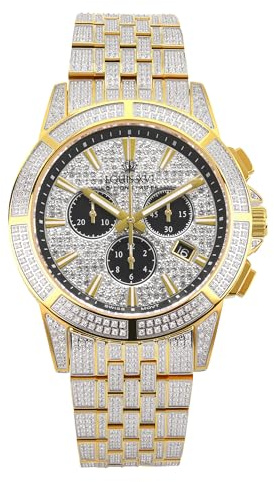 LOUIS XVI Majesté Iced Out 1124 - Ø 43 mm - Herren Uhr - Wasserdicht - Saphirglas - Armband Gold/Silber Iced - Zifferblatt CZ-Diamanten - CH Quarzwerk
