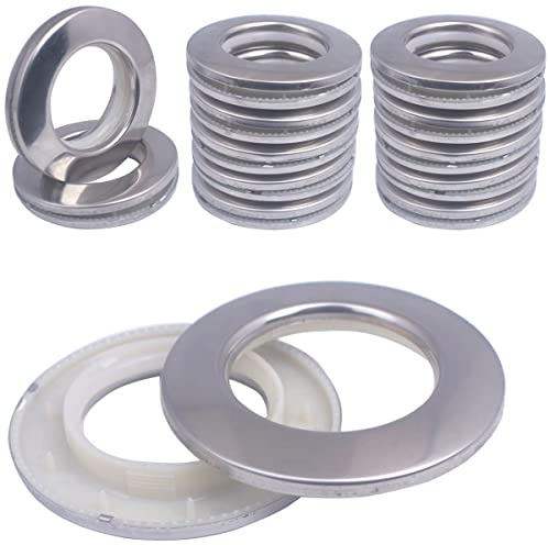 20 Pcs Anneaux Rideaux 2 en 1 en Acier Inoxydable Oeillets Rideaux à Clipser 42mm en Plastique Metal oeillet Rideau Anneaux pour Tringle à Rideau pour Chambre Douche Vestiaire