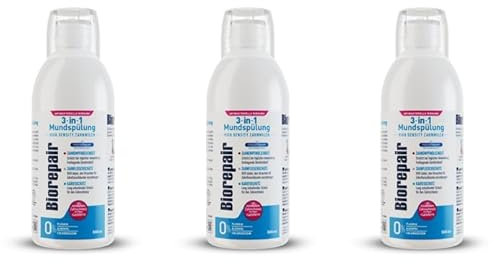 3x Biorepair 3-in1 Mundspülung – Das Orginal mit microRepair Zink-Hydroxylapatit – mit künstlichem Zahnschmelz – Zahnempfindlichkeit, Zahnfleischgesundheit und Kariesprophylaxe – 500ml