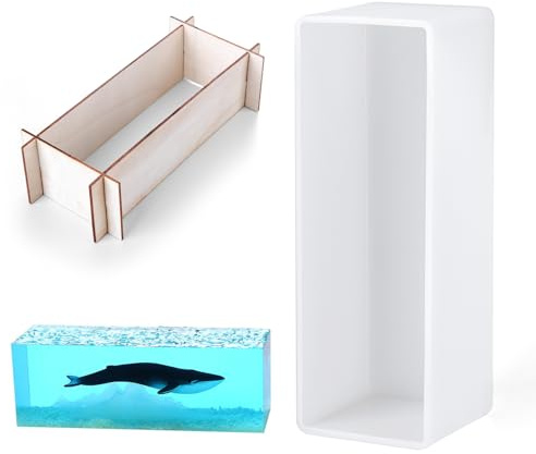 Waitamo Molde Silicona Resina Epoxi Rectángulo, Molde de Silicona Resina Rectangular con Soporte Moldes de Fundición Resina Para Conservación de Flores Soporte para Libros (6x2x1.9in)