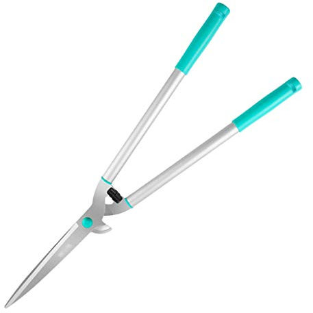 Cesoie per siepi con Design a Doppia Testa per facilitare la potatura. Manici in Acciaio. Cesoie manuali per rifinire Bordi di bosso e cespugli Alti. Manico Antiscivolo in PVC.