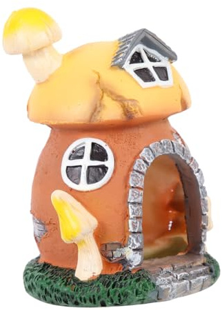 ibasenice Décoration de Résine pour Aquarium Cachette pour Poissons et Crevettes Forme de Maison Champignon Accessoire Élégant pour Aménagement Aquatique