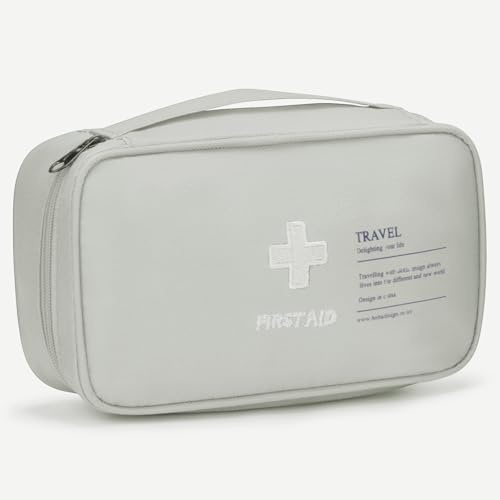 VINATO Erste Hilfe Tasche Leere, Erste-Hilfe-Set, Tragbares Medikamententasche, Verbandskasten, Leichte Medizin Lagerung Tasche First Aid Kit für Notfall Home Office Auto Outdoor Wandern (Grau)