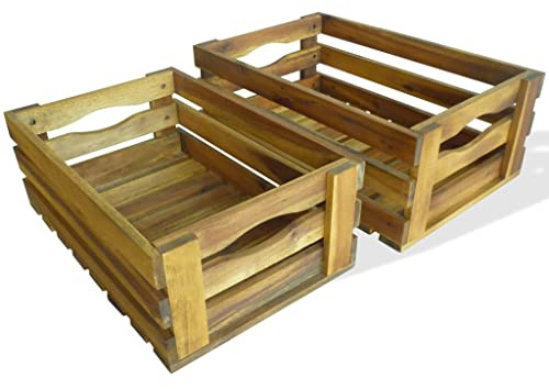 Sophrelle Caja de Manzanas de jardín para Plantar de Madera de Acacia Marrón,43791