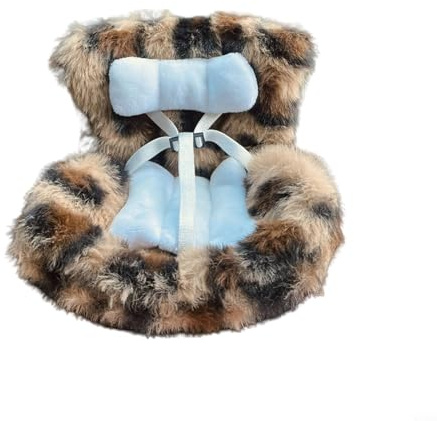 NINMORTH 18cm Doll Safety Seat for Car Air Vents, Soft Plush Character Chair with Belt, Leopard Print for Auto Decor(A)