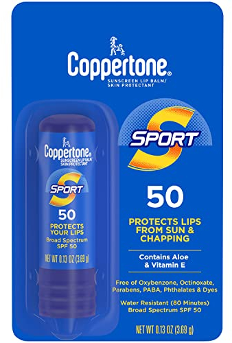 Coppertone SPORT Sonnenschutz Lippenbalsam Breites Spektrum SPF 50 (0,13 Ounce) (Verpackung können variieren)