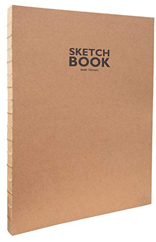 Sketchbook Honsell 32504 Sketchbook Kraft - Quaderno da disegno con rilegatura a filo, formato DIN A4, 120 fogli, 100 g/m², carta kraft robusta e riciclabile in fibre naturali non sbiancate
