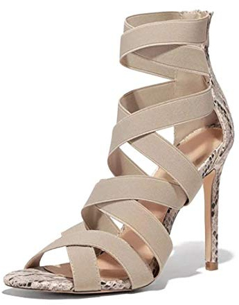 High Heels Shoes for Women Sexy Peep Toe Stiletto Ladies High Heel Sandals Cross Strap Ankle Boots Zipper Fashion