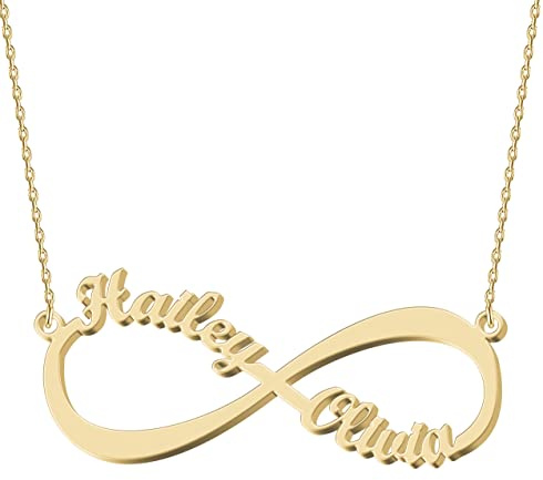 UMAGICBOX Collier Personnalisé avec Deux Noms - Symbole Infini, Bijou d'Amour Éternel | Argent/Plaqué Or/Or Rose/Plaqué Platine | Cadeau pour Anniversaire, Mariage